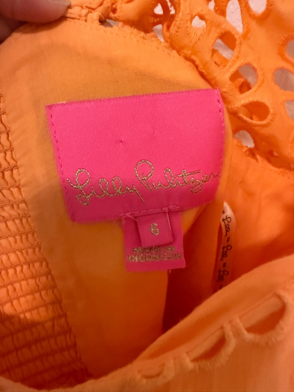 Lilly Pulitzer Orange Eyelet Square-Neck Mini Dress - Picture 4 of 4